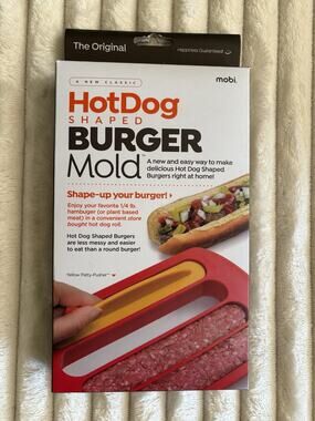 Mobi HotDog Shaped Burger Mold NEW Grilled Hot Dog Burgers